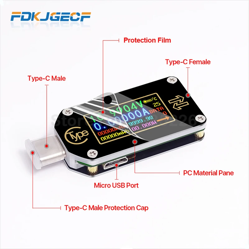 TC64 TC66 TC66C type-C PD триггер USB-C Вольтметр Амперметр Напряжение 2 способ измеритель тока модульное зарядное устройство батарея USB тестер модуль