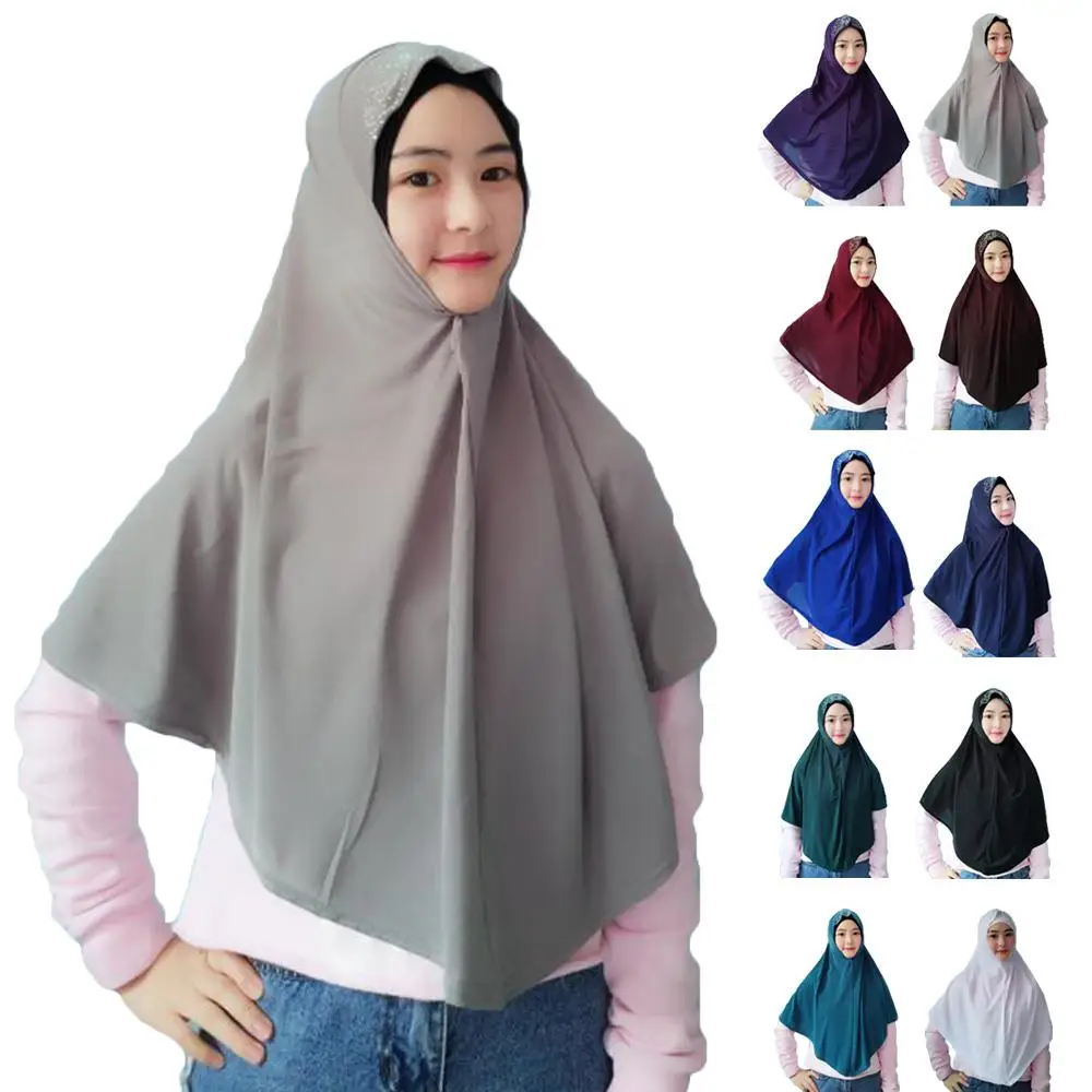 

One Piece Women Amira Hijab Full Cover Muslim Headscarf Scarf Headwear Cap Shawl Overhead Prayer Arab Turban Islamic Middle East