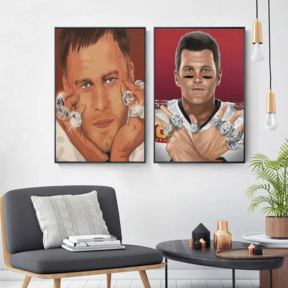 

Tom Brady Rings Poster Football Art MVP Buccaneers Picture Canvas Wall Art Prints Rugby Art Painting for Living Room Home Decor