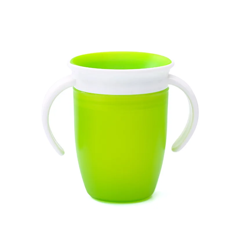 

360 Degrees Can Be Rotated Baby Learning Drinking Cup with Double Handle Flip Lid Leakproof Infants Water Cups Bottle