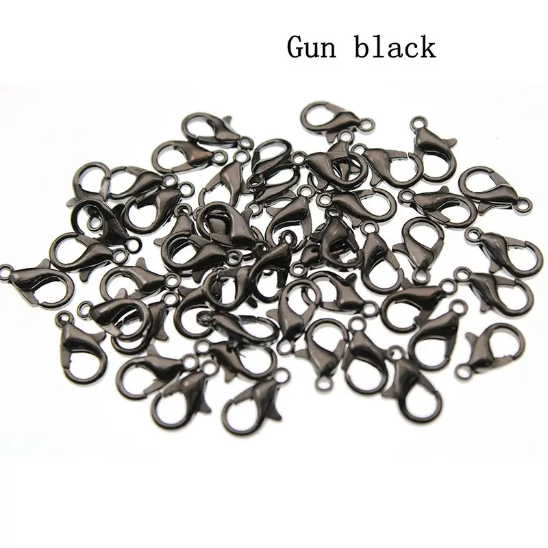 gun black 10 12 14 16 18 21 мм серебряный пистолет черный карабин застежки крючки для соединитель для браслета, ожерелья конец застежки Fit DIY ювелирных изделий - Цвет: gun black