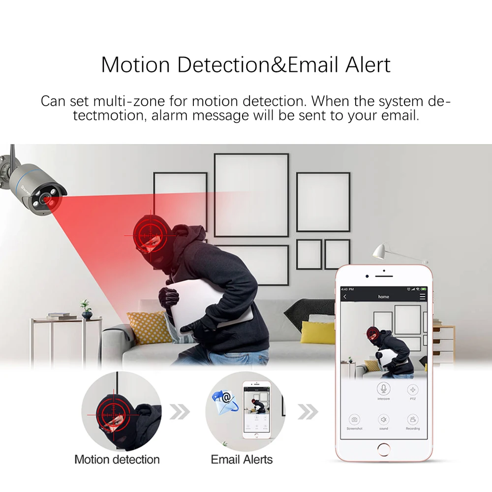 Камера видеонаблюдения Techage беспроводная 8 каналов 1080P 2 Мп Wi Fi|Система наблюдения|