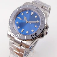 40mm blue sterile dial automatic ceramic bezel date luminous sapphire glass nh35 miyota 8215 movement mens wristwatch