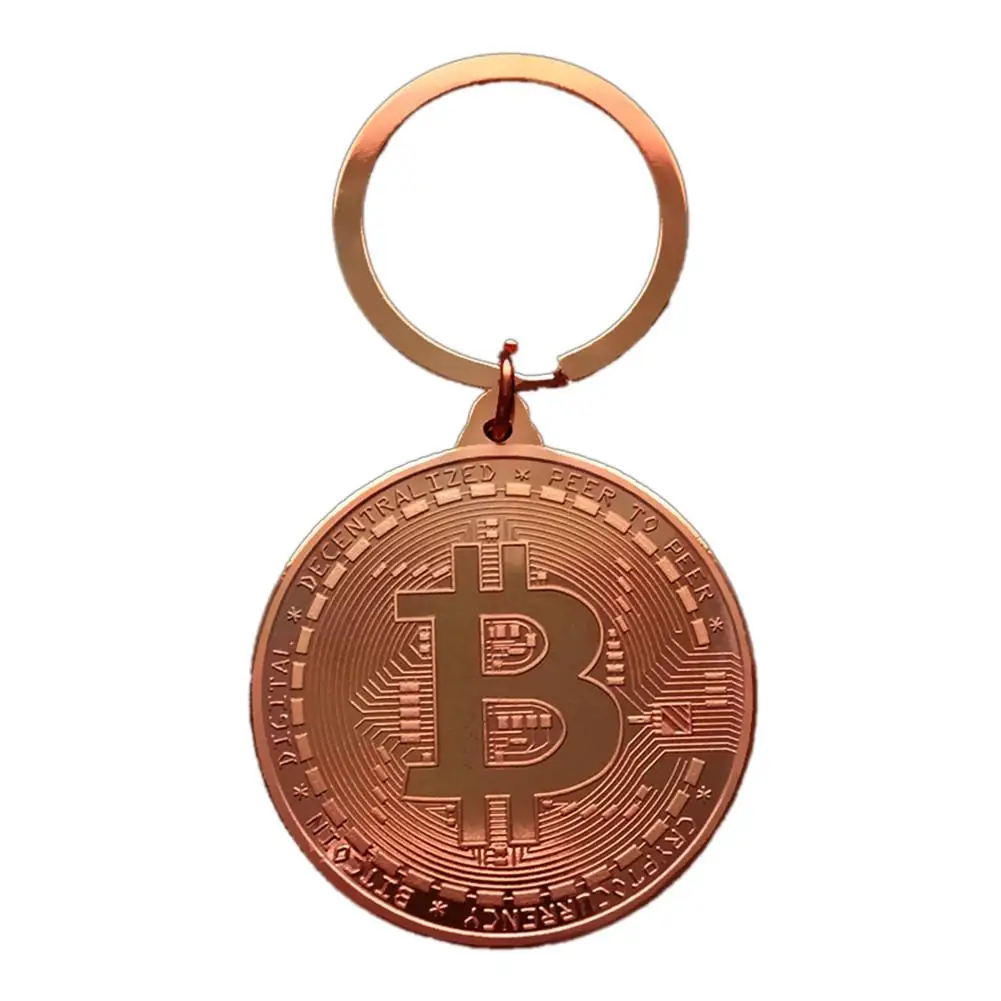 Позолоченный Биткойн монета брелок для ключей монета Биткоин арт коллекция коллекционные брелок ретро-брелок украшения для дома