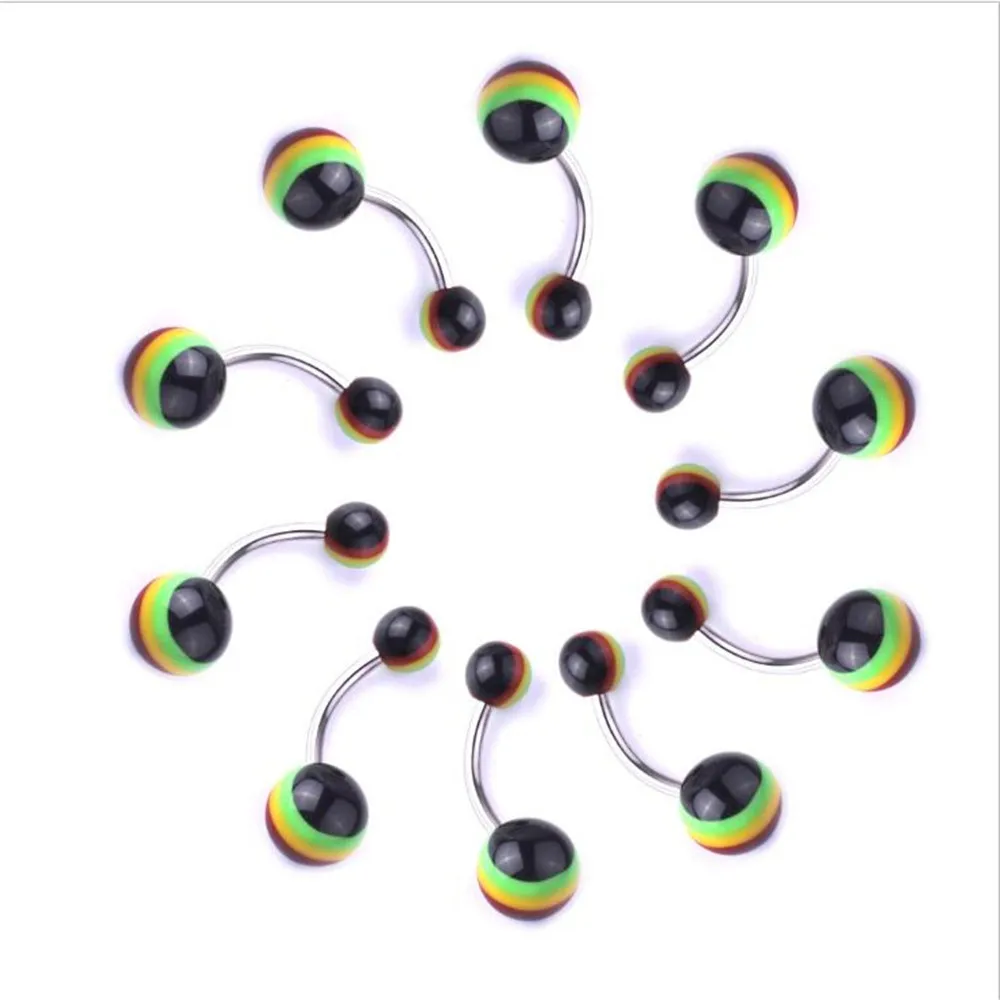 5 шт 316l хирургическая сталь цвет многоцветный шар пупка Кнопка Кольцо Пупка