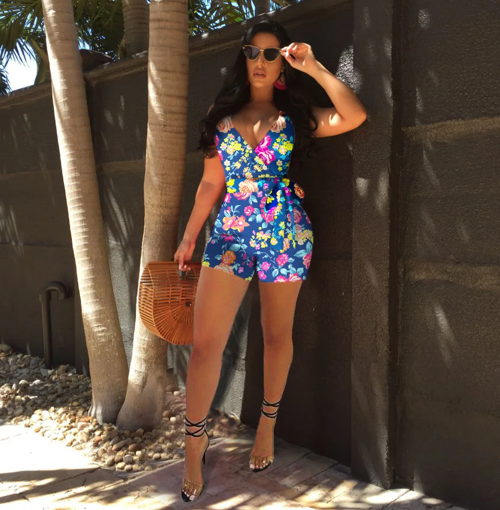 Боди с низкой спинкой и цветочным принтом в европейском американском стиле