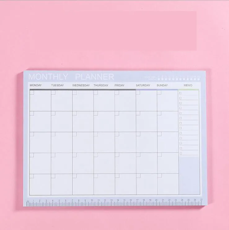 Monthly plan purple2 Блокнот kawaii ежедневный Еженедельный ежемесячный годовой календарь планировщик организатор расписание журнал книга школа А4 цветок - Цвет: Monthly plan purple2