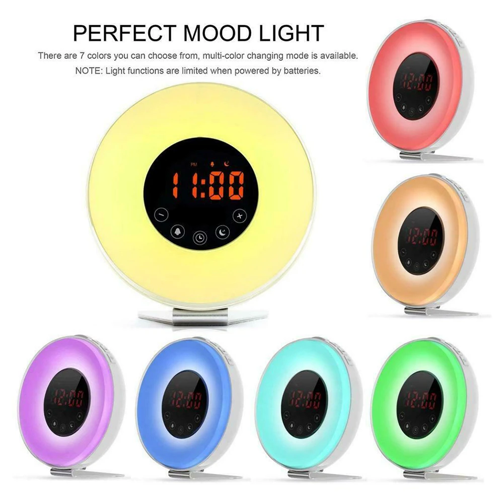 1 шт. светодиодный цифровой будильник Пробуждение свет природа ночник часы с