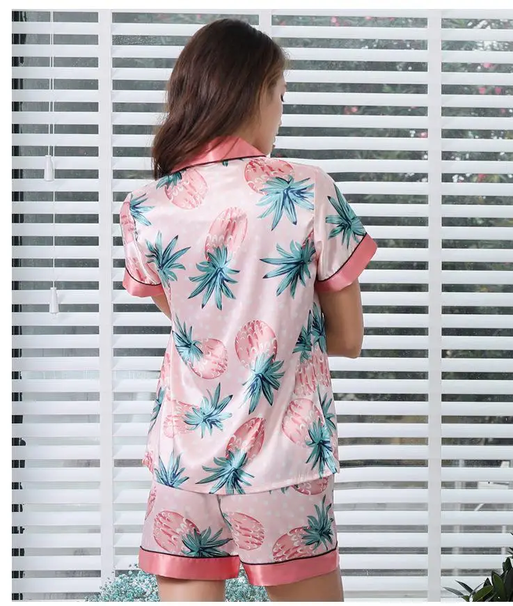 Женский вискозный пижамный комплект из 2 предметов с принтом ананасов пикантная