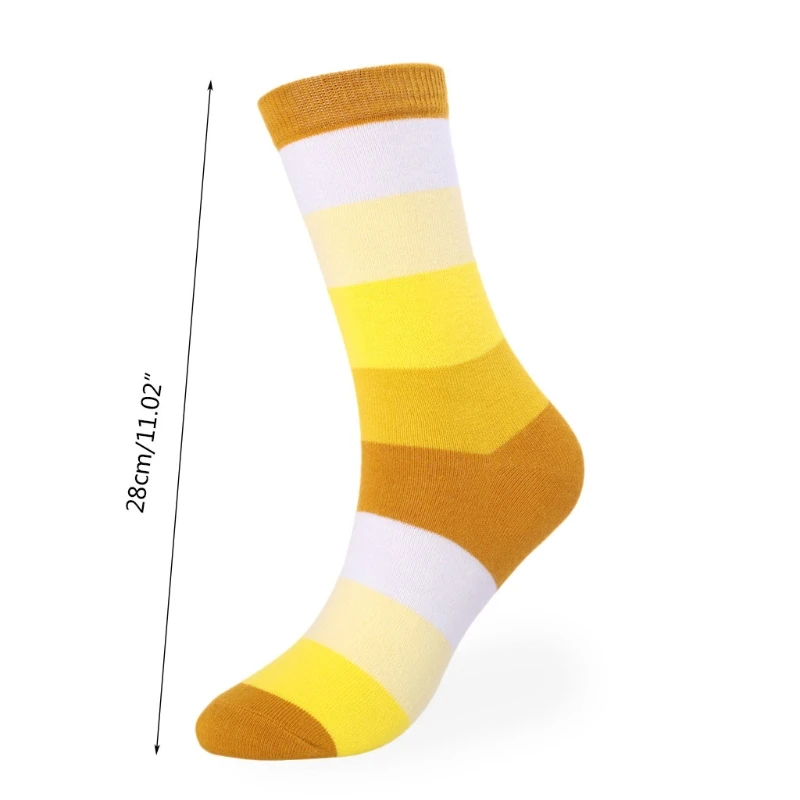 

5 Pair Men Gradient Rainbow Colorful Stripes Long Socks Breathable Deodorant Harajuku Casual Sport Cotton Tube Stockings