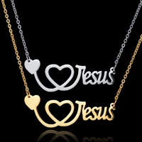 european and american new hot selling heart shaped necklace pendant ladies necklace wild creative religious letter necklace
