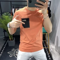 mens t shirt 2021 summer new korean 95 cotton round neck embroidery personality ice silk leisure sports short sleeve top