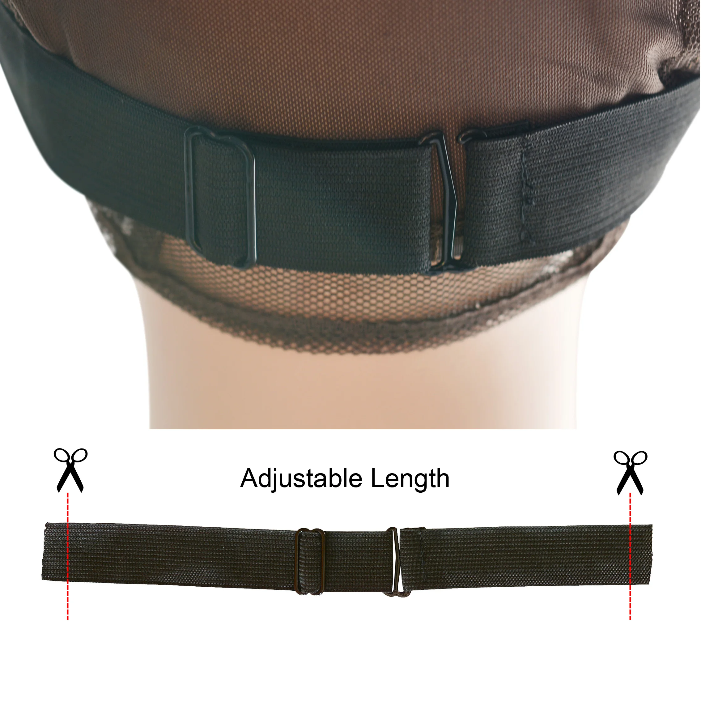 Регулируемые черные нейлоновые эластичные ленты для создания париков колпачки