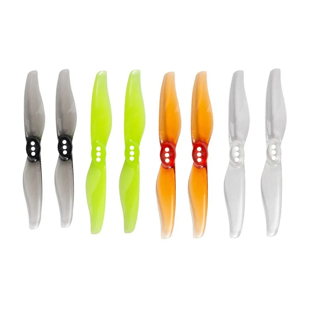 

4 Pairs Gemfan Hurricane 3018 3x1.8 3 Inch 2-Blade Propeller 2mm Hole T Mount for RC FPV Racing Drone DIY Parts– Clear Grey