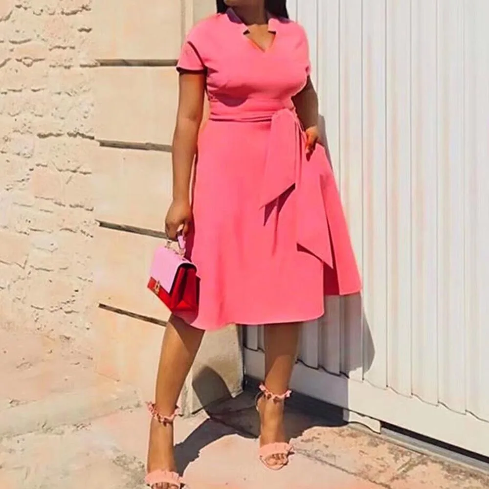 Африканская одежда 2021 летнее женское платье А силуэта розовые платья до середины