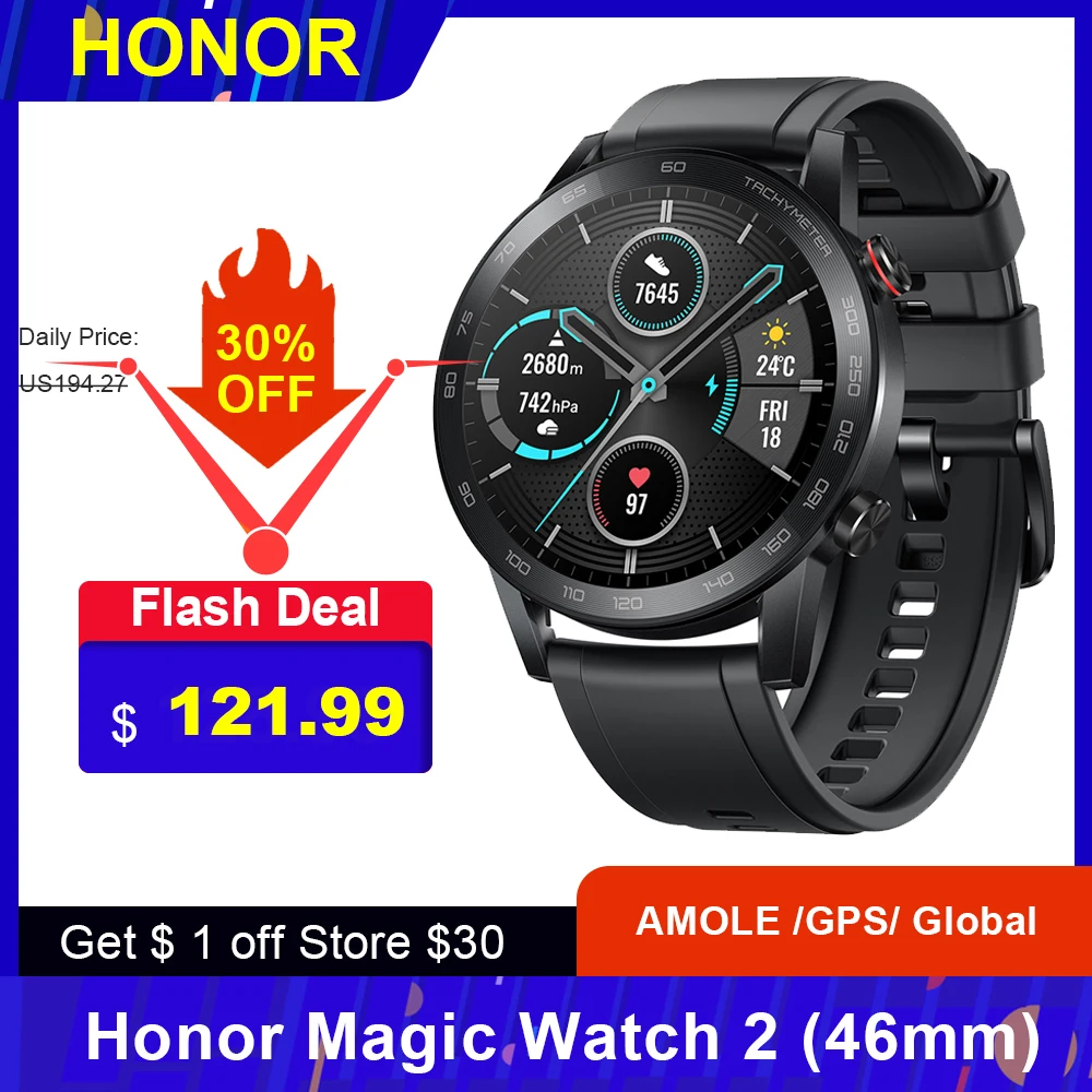 Honor Magic Watch 2 (MNS B19) 1 39 дюйма AMOLE Bluetooth 5 GPS 4 Гб ROM + 32 Мб оперативной памяти 14 дней