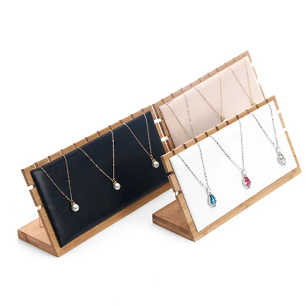 

Wood Velvet Leatherette Jewelry Necklaces Pendant Display Hanger Stand Holder Rack Show