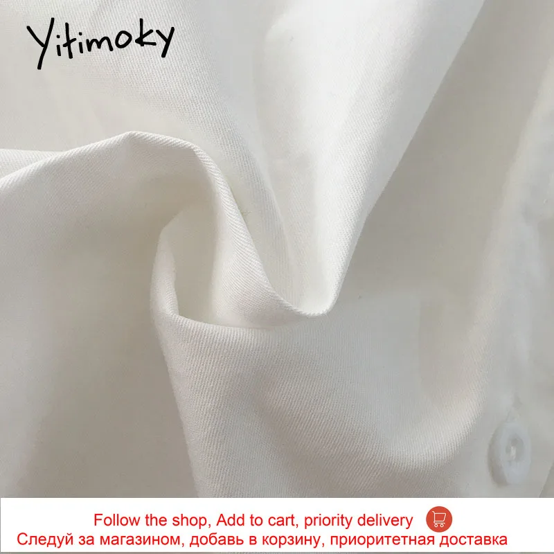

Yitimoky Cotton Button Up Women Shirts Long Sleeve White Blouse 2021 Spring Casual Elegant Minimalist Style Korean Fashion Tops