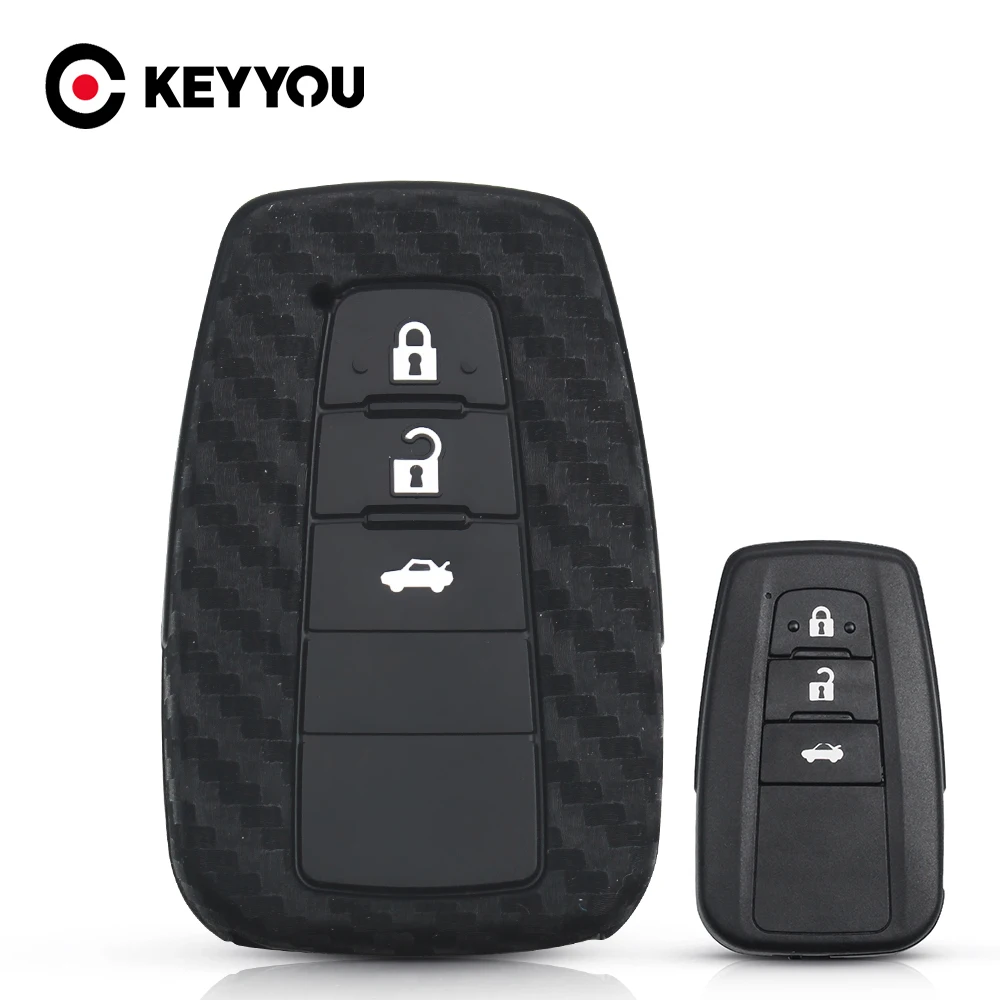 KEYYOU 3 кнопочный карбоновый телефон для Toyota Camry Corolla силиконовый чехол ключей от