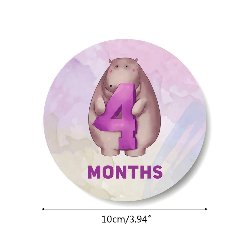 

12 Pcs/Set Baby Pregnant Monthly Stickers Cartoon Animal Memory Recording Milestone Sticker Newborn Photography Props