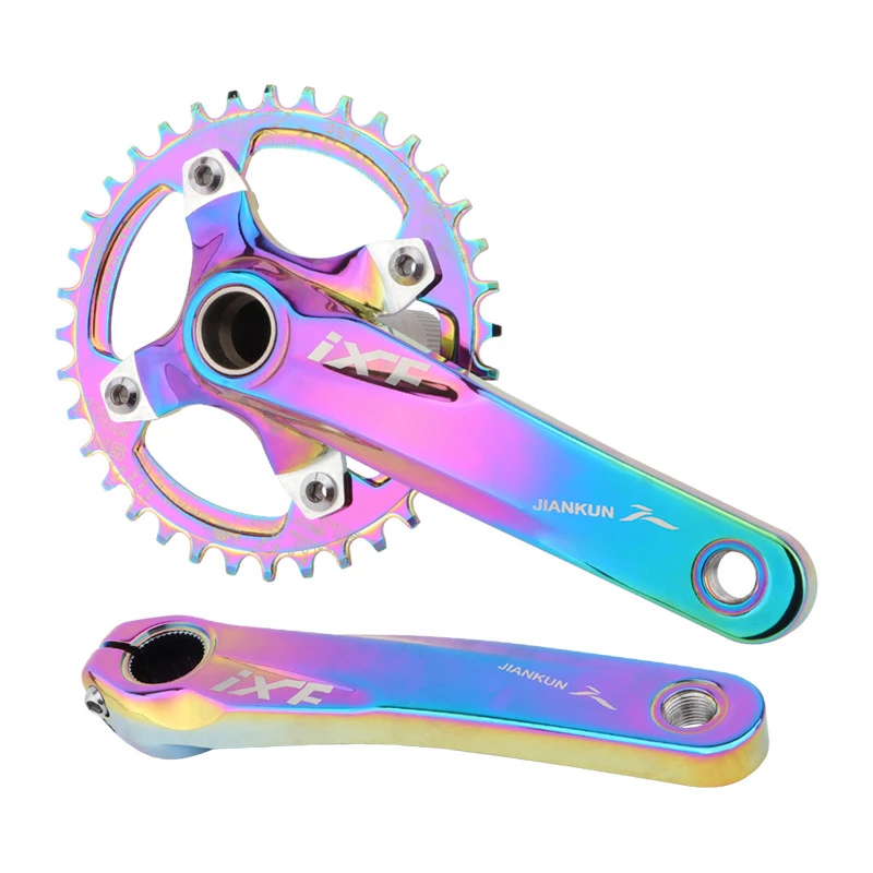 

104BCD 170mm Cranks Colorful Bicycle Crankset MTB Road Bike Crankset 32/34/36/38T Sprocket Rainbow Bicycle Crank Parts