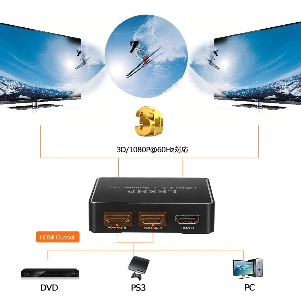1080P HDMI 2 0 1x2 сплиттер поддержка s Full HD 4x2K 3D один вход на два выхода Поддержка видео