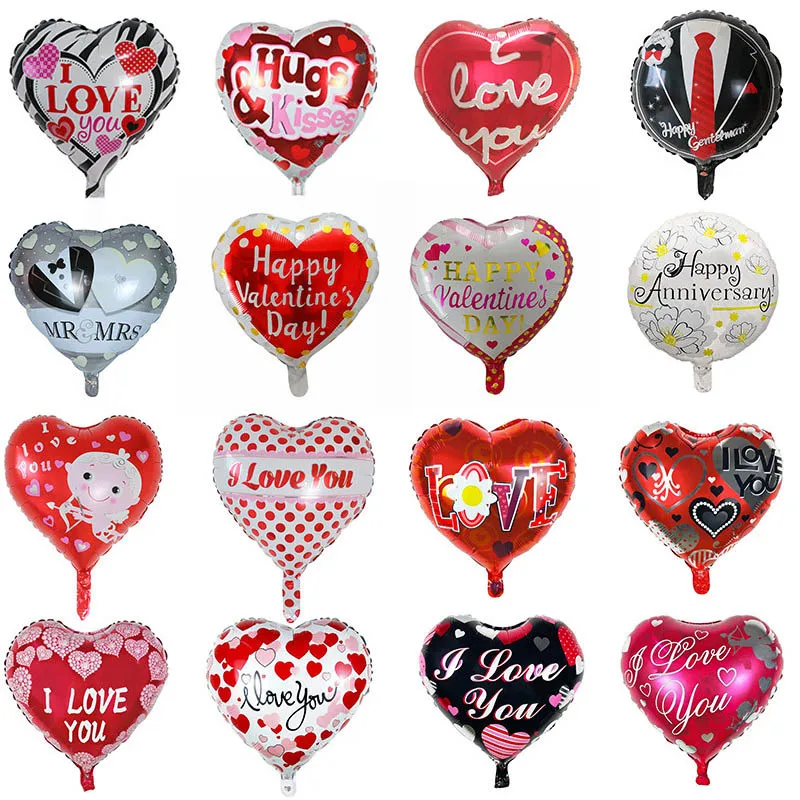 

50pcs 18inch Heart Shaped I Love You Foil Helium Balloons Mylar Balloon Wedding Valentine's Day Decoration Inflatable Air Globos
