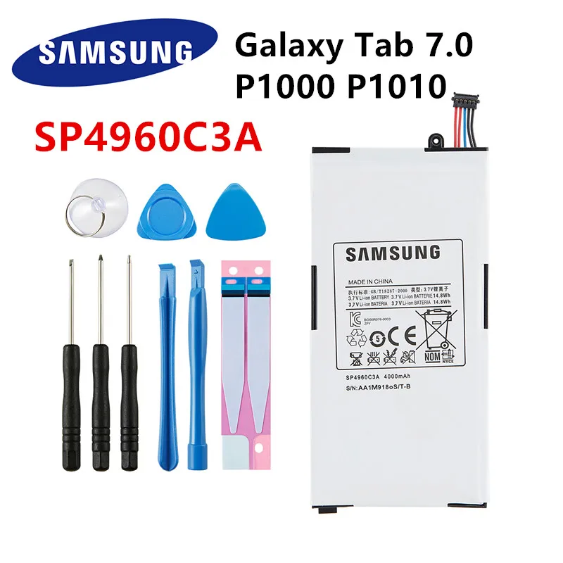 

SAMSUNG original SP4960C3A 4000mA Tablet Replacement Battery For Samsung Galaxy Tab 7.0 7" P1000 P1010 GT-P1000 GT-P1010 +Tools