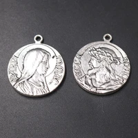 5pcs silver plated christian holy father jehovah and catholic virgin mary metal tags pendants diy charms jewelry crafts making