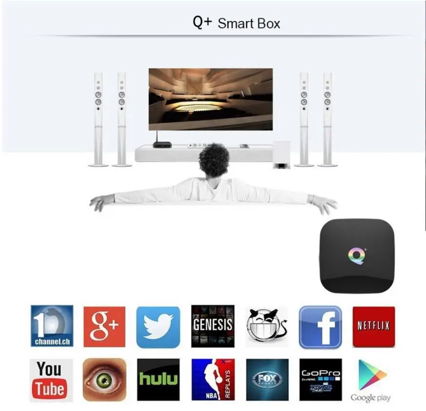 Q плюс Смарт ТВ приставка Android 9 0 TV Box 4 Гб оперативной памяти 32 памяти/64 ГБ ROM Quad Core