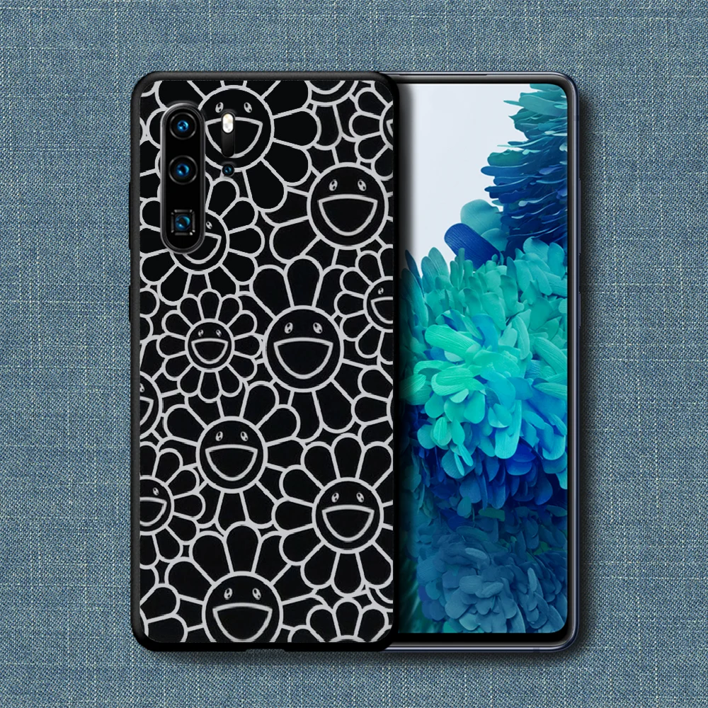 

Fashion Luxury Brand Flower Phone Case For Huawei P Mate Smart 10 20 30 40 Lite Z 2019 Pro black Waterproof Tpu Back Soft Cover