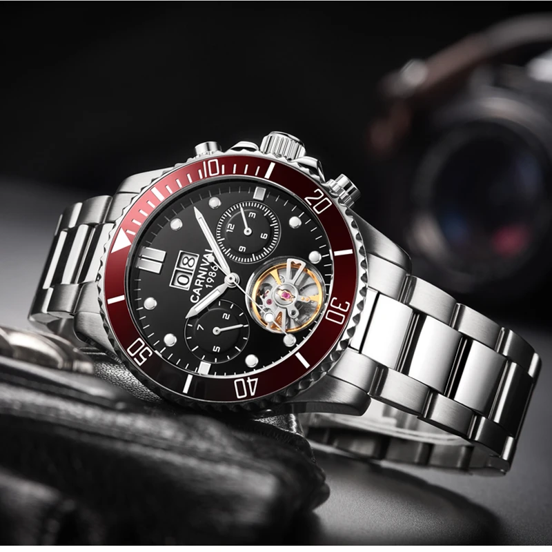 Tourbillon механические часы для мужчин Топ люксовый бренд карнавальные часы спортивные автоматические часы водонепроницаемые мужские часы Relogio светящиеся