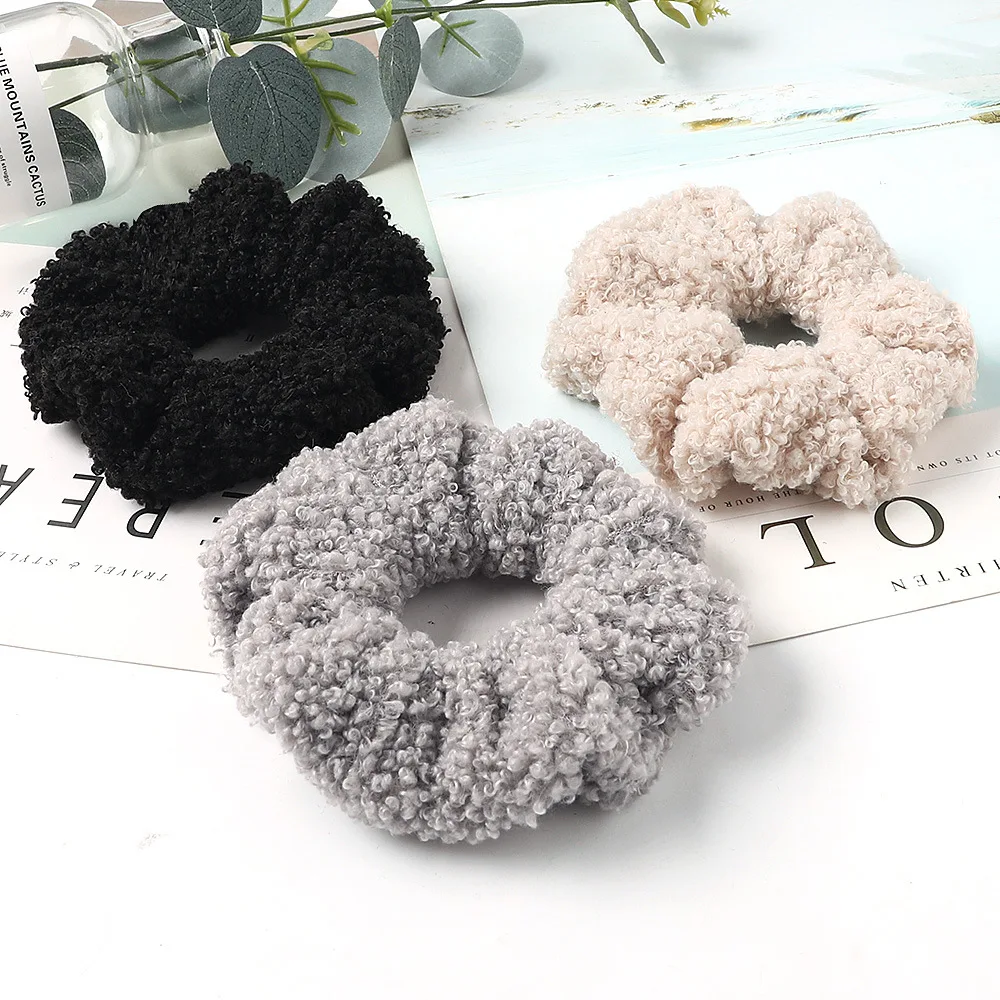 

New Fashion Super soft velvet Ladies Wild lamb hair large intestine meatball head Girls Elastic Hair Bands Hair Accessories