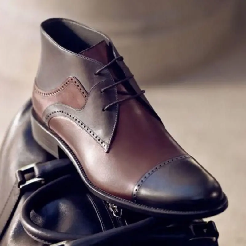 

Men PU Leather New Handmade Lace Up Shoes Classic Ankle Men Casual Fashion Autumn Combat Designer Shoes Men KR323