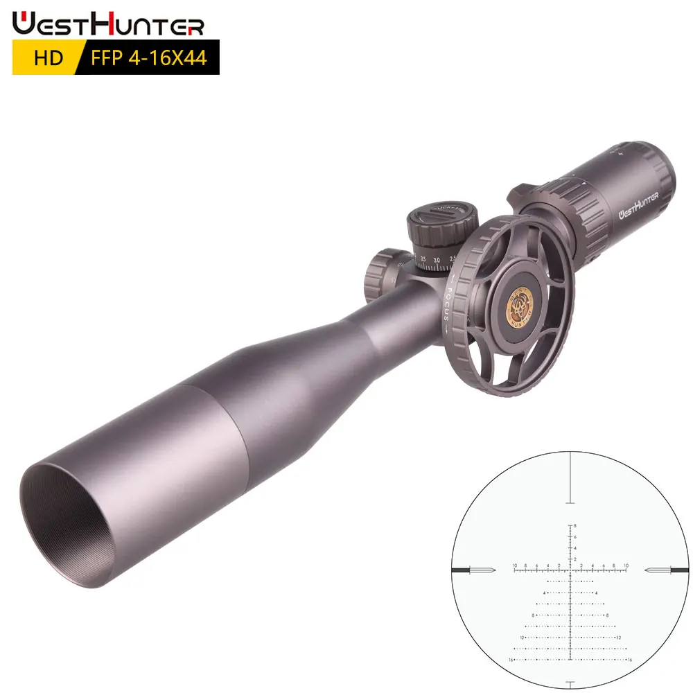 Прицел WESTHUNTER HD 4-16X44 FFP первый фокусный плоскость коричневый прицел боковое колесо