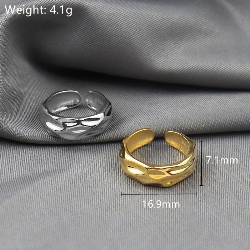 

Lispector 925 Sterling Silver Korean Irregular Geometric Rings for Women Simple Concave Convex Ring Hip Hop Rock Punk Jewelry