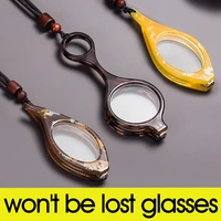 hilbalm folding hanging neck reading glasses women men round pendant necklace presbyopia hyperopia glasses male female 150200