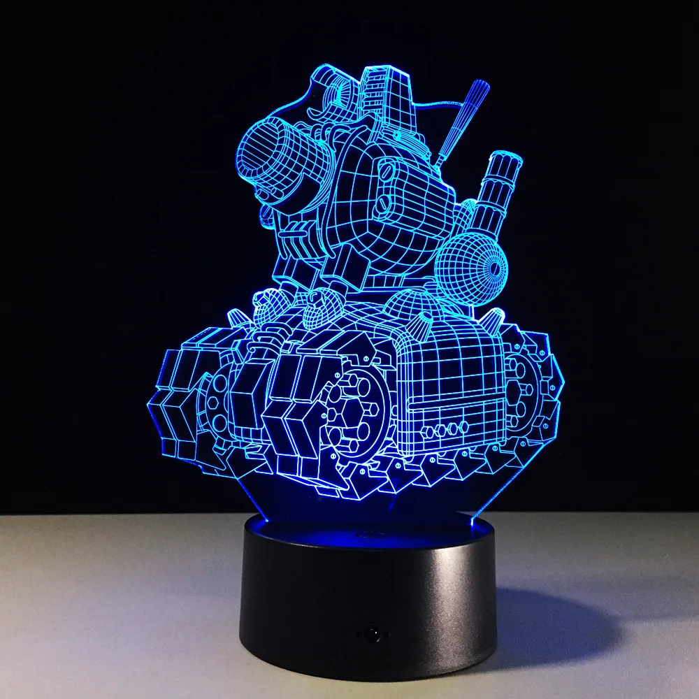 

3D Visual illusion Cartoon Tank lamp Transparent Acrylic Night Light LED fairy Lampa Colors changing Touch Table Bulbing Light