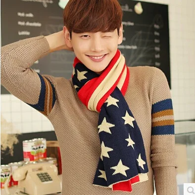 

Новые дизайнерские шарф из искусственного меха Зимний шарф мужские шарфы с пятиконечными звездами трикотажный шарф женский