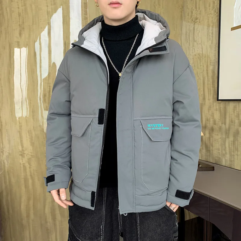 Fashion Winter Men's Hooded Cotton-Padded Jacket Parkas Casual Solid Down Coats Outwear Autumn Thick Warm Tops Puffer Clothing