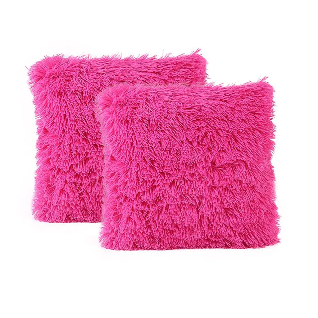 Pink 2 шт. наволочка 45*45 плюшевая подушка красивый и удобный Набор наволочек домашний диван в спальню украшение домашнего декора - Цвет: Pink
