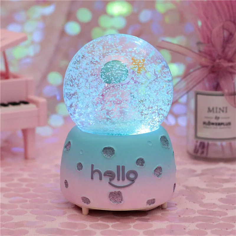 Small Pink Космическая Звезда астронавт Снежный шар музыкальная шкатулка светильник светится в темноте домашнее рождественское украшение свадебный подарок для гостей - Цвет: Small Pink