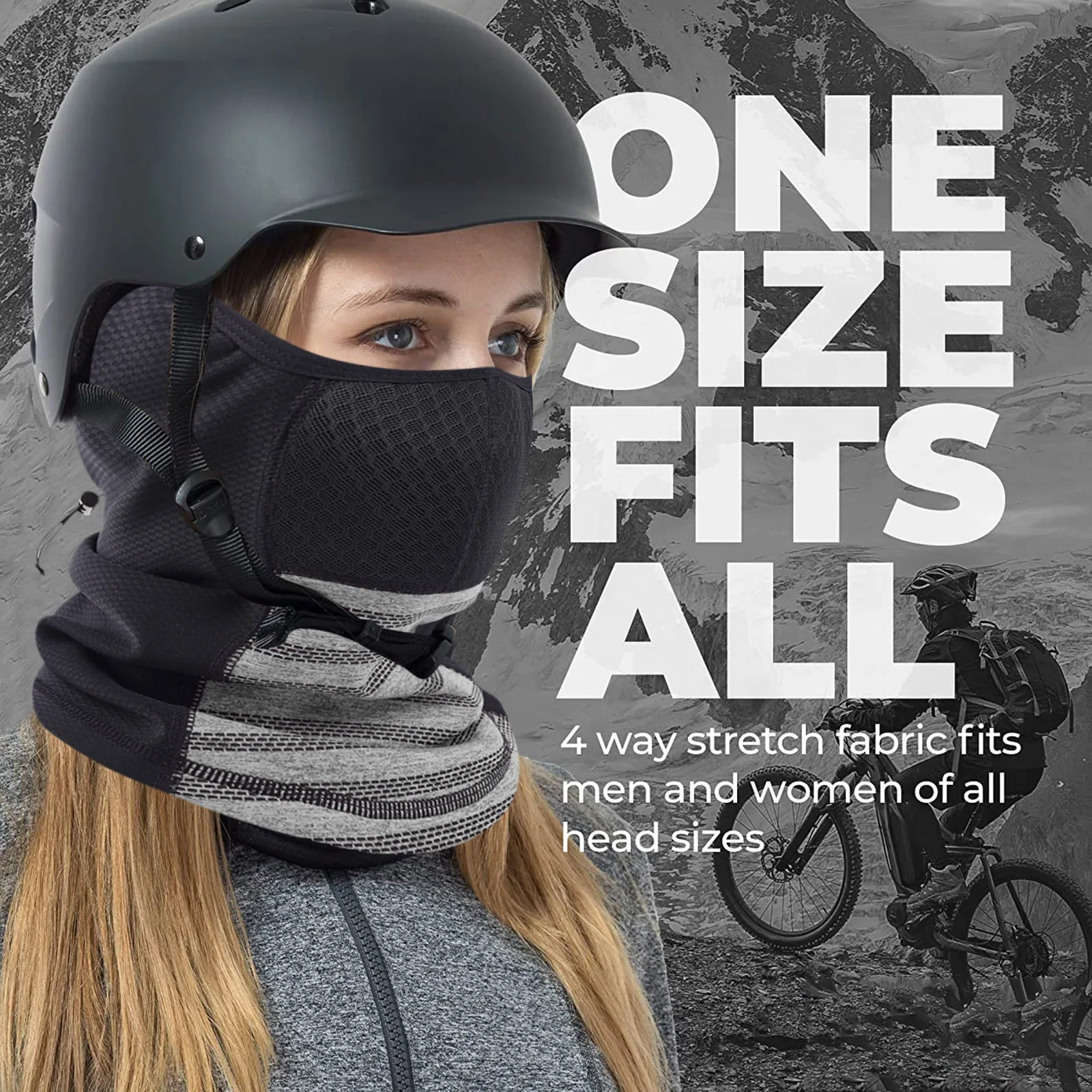 Холодная зимняя маска на все лицо флисовая для головы и шеи теплая велосипедная