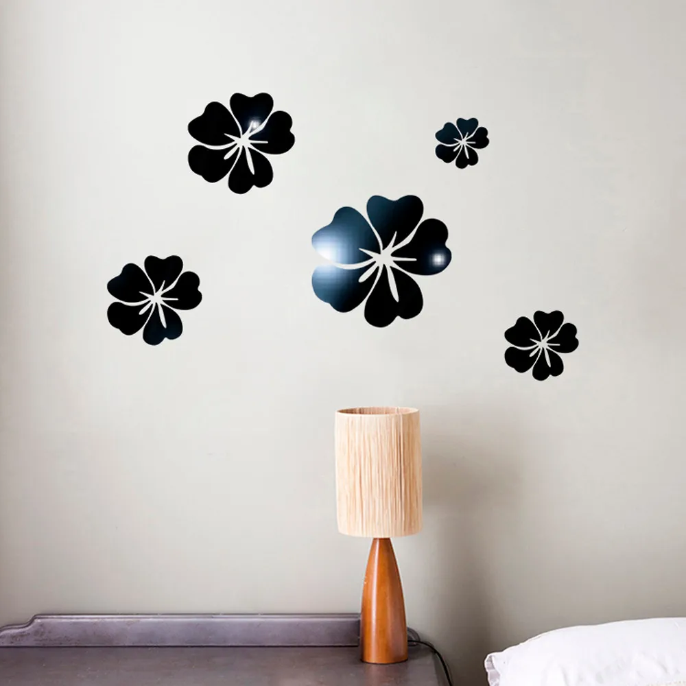 3D зеркало цветочный DIY Искусство Съемные Стенки Стикеры акриловые фрески