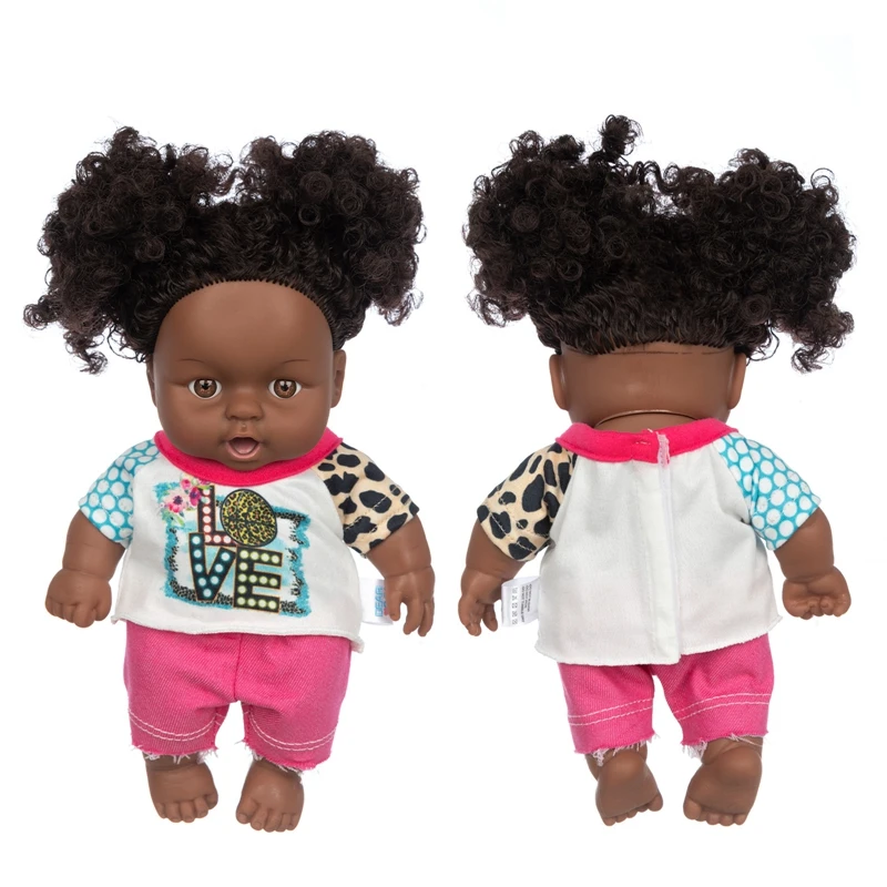 

Cute 2021 Dolls Suit Africanreborn silicone viny 8inch girl poupee boneca baby soft toy girl todder