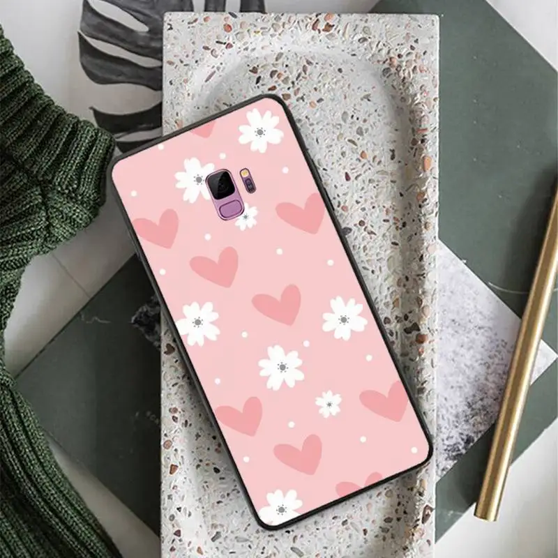 

pink Gold Rose Love heart bling Phone Case For Samsung S6 S7 edge S8 S9 S10 e plus A10 A50 A70 note8 J7 2017