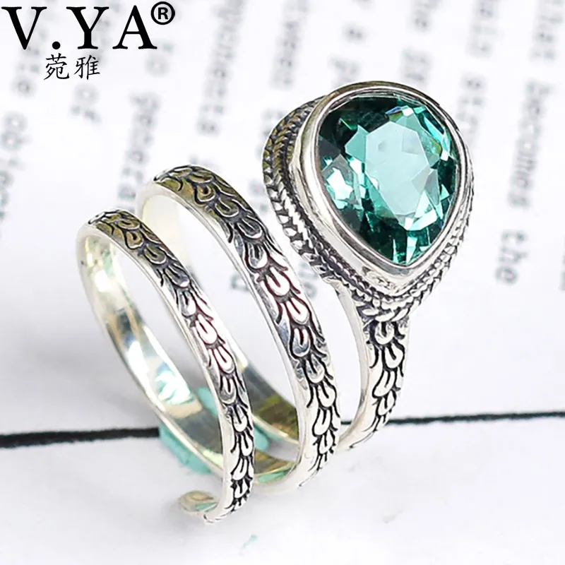 V. YA Настоящее серебряное намоточное кольцо 925 пробы, нежное, любимое, зеленое, CZ кольцо на палец для женщин, девушек, Стерлинговое Серебро, ювелирное изделие, свадебный подарок
