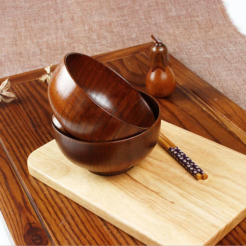 Натуральная Круглая Деревянная миска салат-Лапша для супа рис фрукты