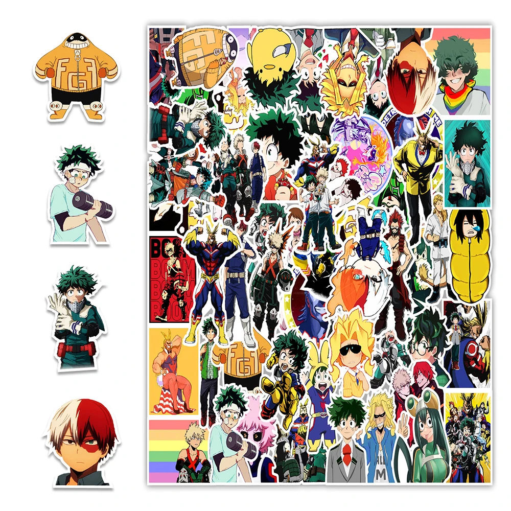 Pegatina de My Hero Academia para ordenador, pegatina impermeable de copa de agua para tel&eacute;fono, 10/30/50 Uds., venta al por mayor-3