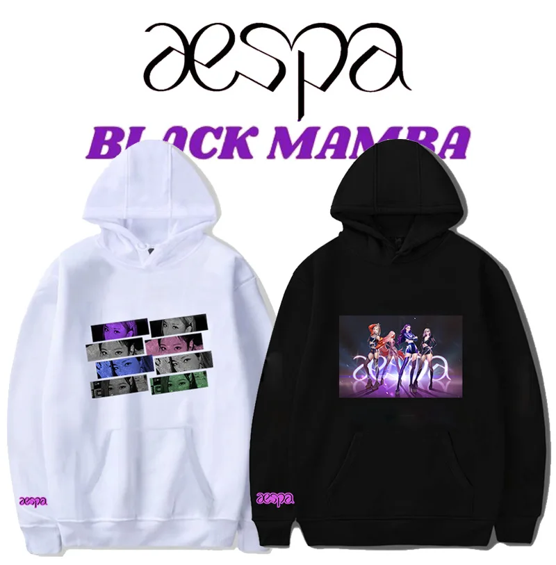 

Drop Shipping Kpop Aespa Black Mamba KARINA NINGNING GISELLE WINTER Pullover Hoodie Sweatshirt Unisex Fan Goods New 2020